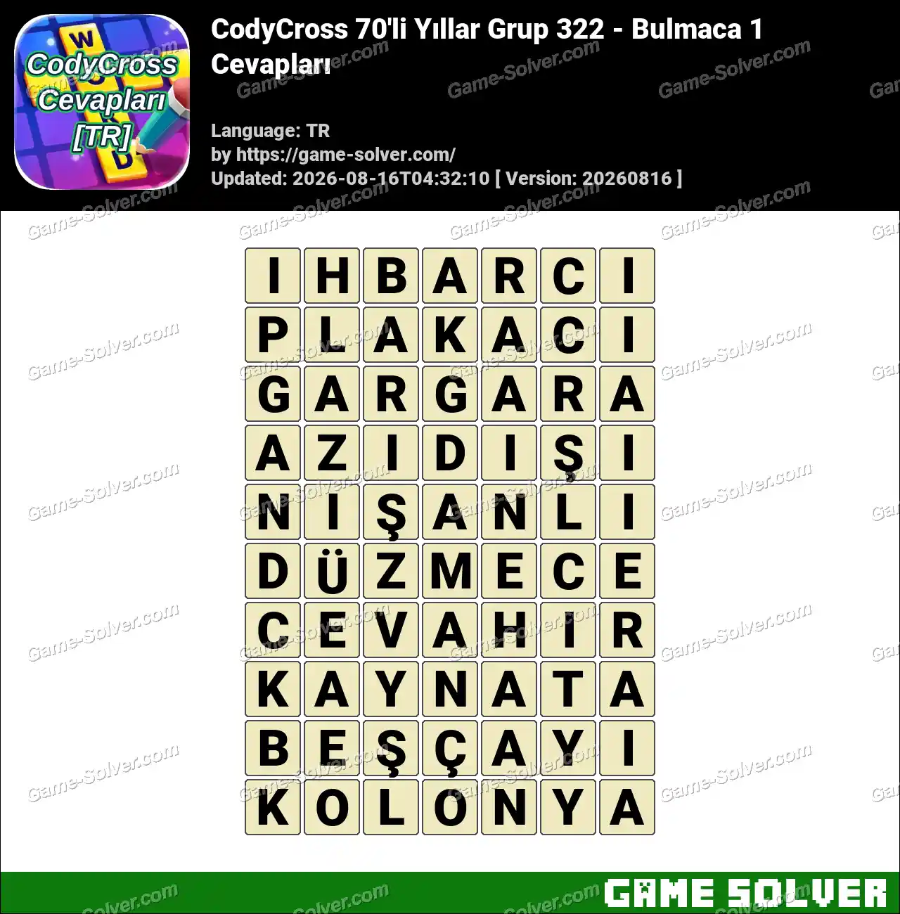 CodyCross 70’li Yıllar Grup 322 – Bulmaca 1 Cevapları
